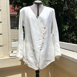 Matthildur Womens Linen Asymmetrical Jacket Ivory